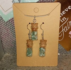 Glass bottle Adventurine crystal jewelry set